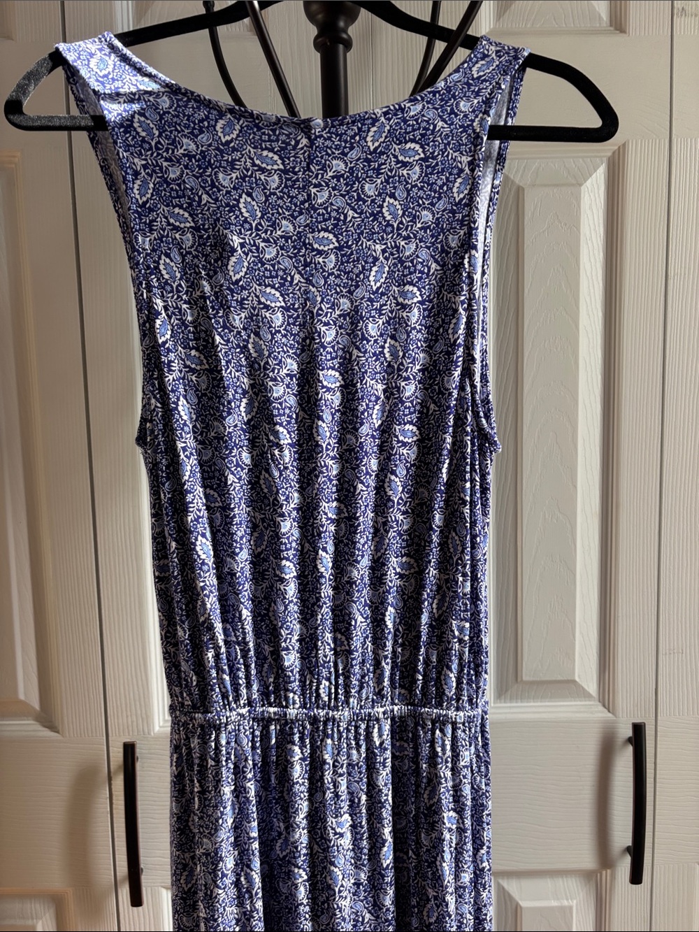 Old Navy Sleeveless Blue & White Coastal Maxi Dress V-Neck Hi-Lo Hem Large - Picture 3 of 5